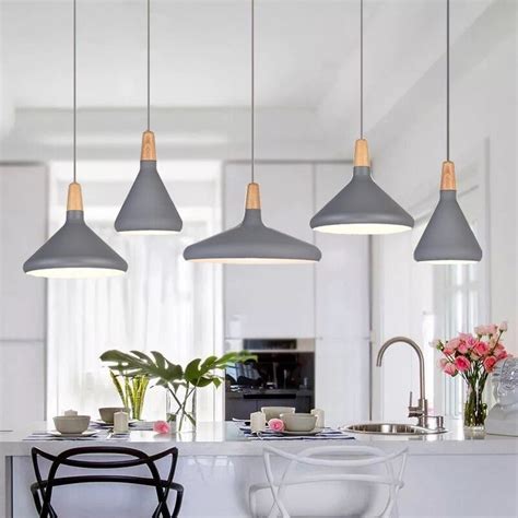 Kitchen Pendant Light Bar Lamp Wood Pendant Lighting Modern Grey