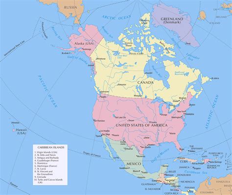 Large Detailed Political Map Of North America With Capitals North