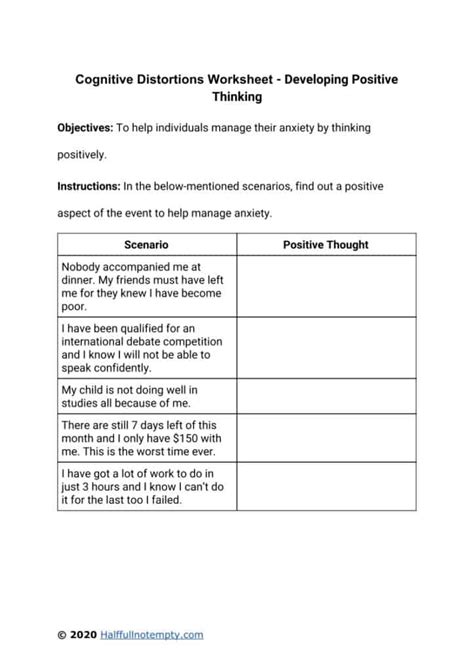Cognitive Distortions Worksheets 7