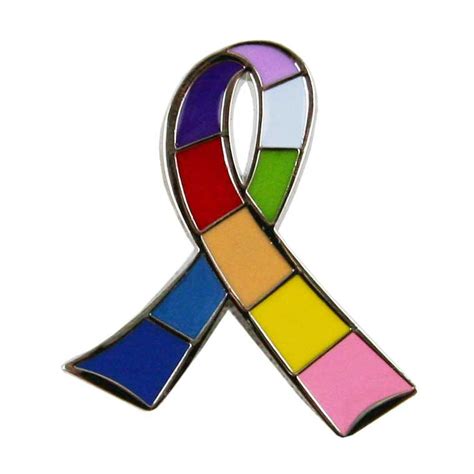 Multi Color Cancer Awareness Ribbon Lapel Pin Multi Ribbon All Cancer
