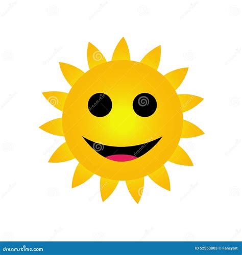 Bright Yellow Sun Smiling Stock Illustration Image 52553803