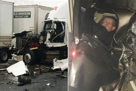 Miracle 27 Year Old Man Sandwiched Between 2 Semi Trucks Survives With Just A Few Scratches
