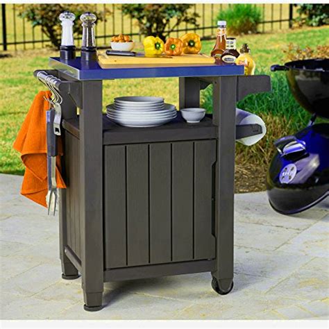 Outdoor Bbq Prep Table Stainless Steel Top Grill Prep Mobile Cooking