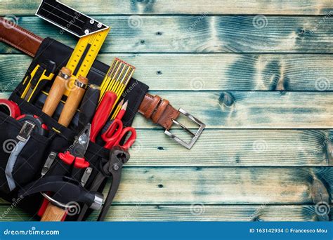 Carpenter S Work Tools On Wooden Background Carpentry Stock Photo
