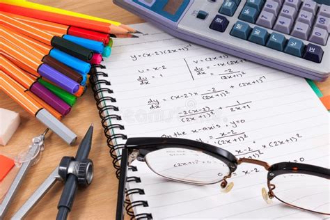 Set Of Office Stationery Or Math Supplies Stock Image Image Of