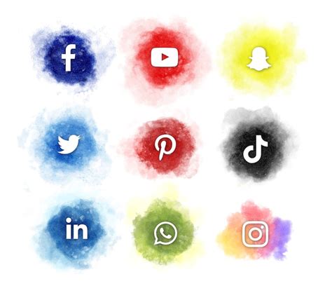 Watercolor Social Media Logos Svg Bundle Social Network Media Etsy