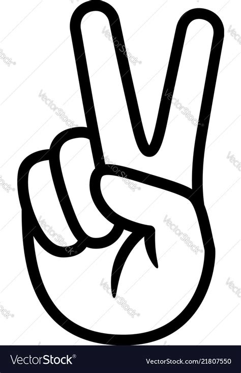 Hand V Sign For Peace Or Victory Line Icon Vector Image