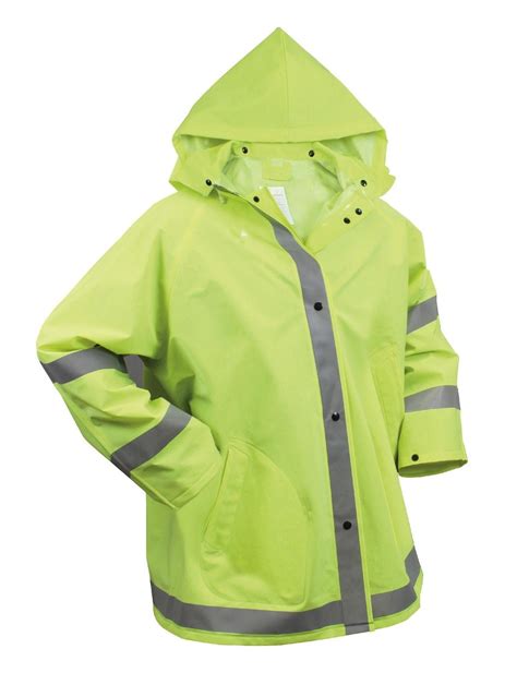 Safety Rain Jacket Reflective Green Hi Vis Raincoat Rainjacket W Ho