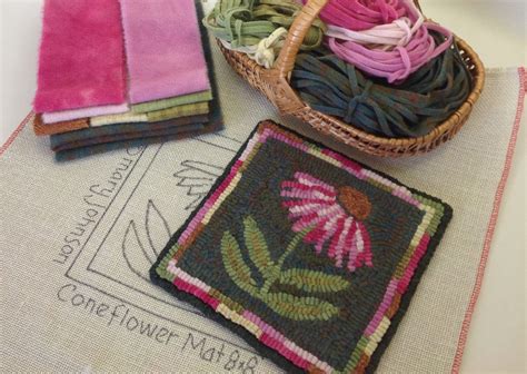 Rug Hooking Kit Coneflower Mat 8 X 8 K126 Diy Primitive Rug Hooking