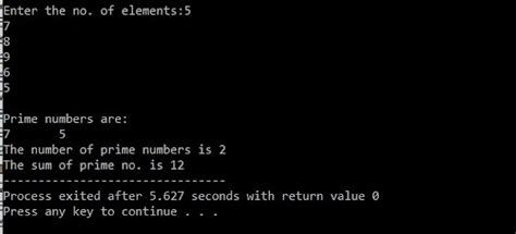C Program To Find Prime Numbers In An Array And To Calculate The Sum Of