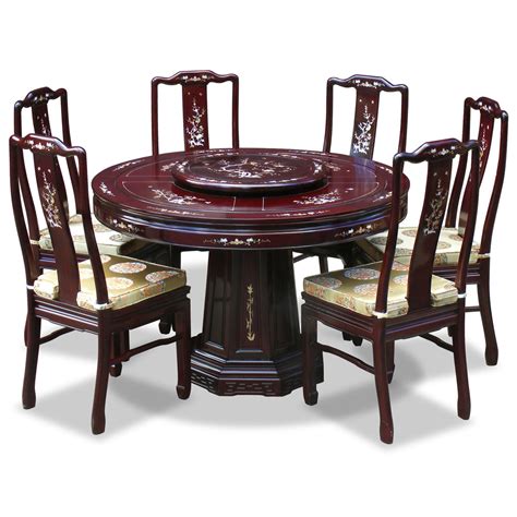 Yeah, we make those too, out of matched grain wood. Chinese Dining Table With Lazy Susan - Dining room ideas