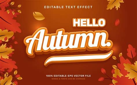 Premium Vector Hello Autumn Text Effect