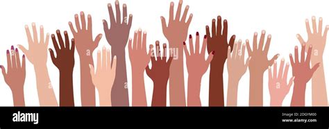 Racial Equality Group Raised Human Arms And Handsdiversity