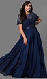 Short-Sleeve Long Plus-Size Formal Dress with Lace | Plus size formal ...