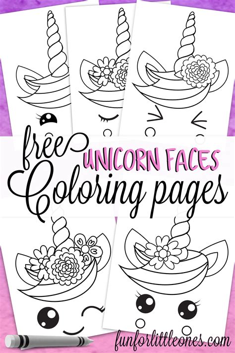 Get the markers out and make an average day a little more magical (for free!) by printing out a few of our favorite fairy, rainbow, and baby unicorn coloring pages. Unicorn Faces Coloring Pages for Kids - Fun for Little ...