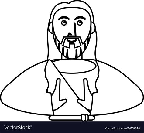 Jesus Christ With Sacred Outline Royalty Free Vector Image