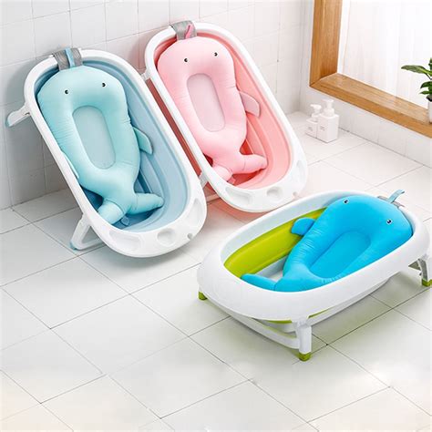 I bought a baby tub, put newborn diapers around the rim, tied a wide blue ribbon around the tub. 【Ekea】Baby bath tub pad Newborn Baby Foldable Baby bath ...