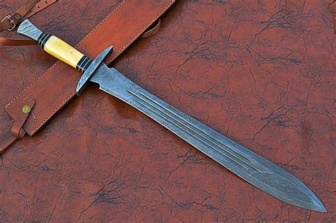Long Sting Sword Long Hand Forged Damascus Steel Double Edge