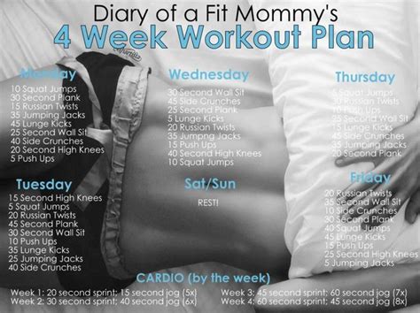 4 Week No Gym Home Workout Plan Diary Of A Fit Mommy Mommy Workout