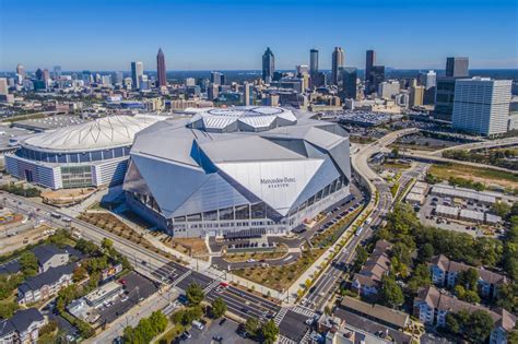 Drone Photograph Of The Mercedes Benz Stadium In Atlanta Georgia