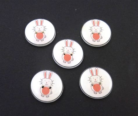 5 Bunny Or Rabbit Buttons Handmade Buttons Easter Or Spring Sewing