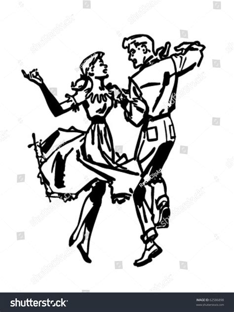 Square Dancers Retro Clipart Illustration 62586898 Shutterstock