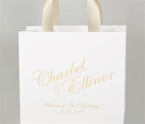 25 Champagne Wedding Welcome Bags With Satin Ribbon Handles Etsy