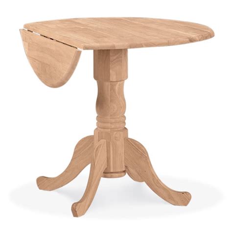 Unfinished Round 36 Inch Dual Drop Leaf Dining Table Free Shipping