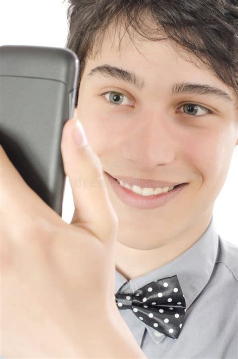 Happy Businessman Taking A Selfie Photo With His Smart Phone Stock