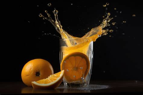 Premium Ai Image Glass Of Freshly Squeezed Orange Juice With A Splash