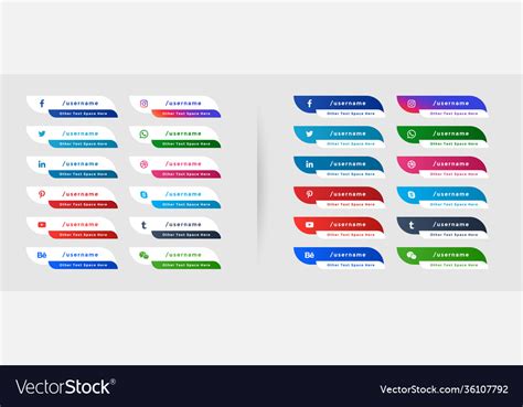 Social Media Web Lower Thirds Banners Set Vector Image
