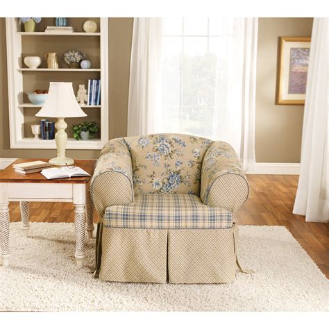 Quilted box cushion armchair slipcover. Sure Fit Lexington T-Cushion One Piece Chair Slipcover ...