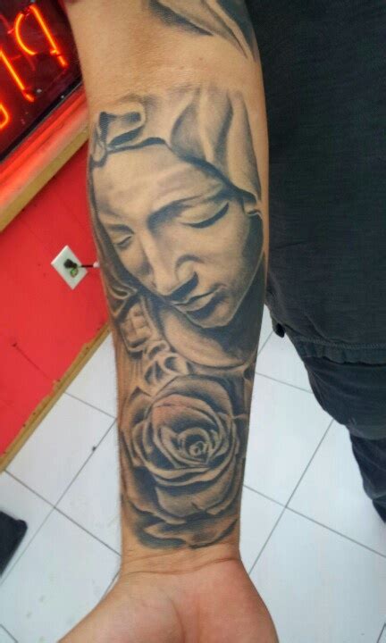 See more ideas about mary tattoo, tattoos, virgin mary tattoo. Virgin mary and rose chest tattoo | Tattoos by Adrian ...
