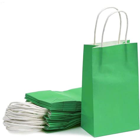 25 Pcs 5x315x9 Green Kraft Paper T Bags Party Favor Shopping