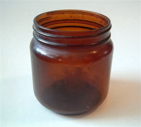 Brown Glass Jar Vintage Chesebrough Ponds By Countrychiccottage