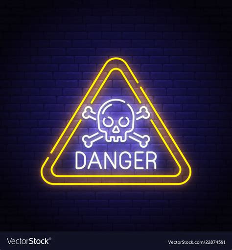 Danger Sing Neon Sign Bright Signboard Royalty Free Vector