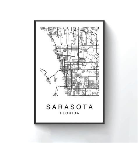 Sarasota Map Sarasota City Map Map Poster Map Print