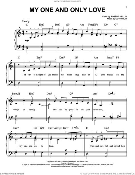 Armstrong My One And Only Love Easy Sheet Music For Piano Solo