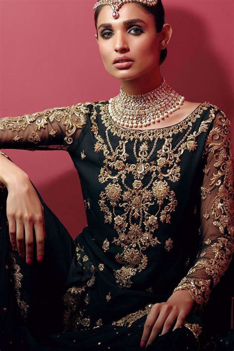Rozina Munib Black And Gold Womens Dress Designer