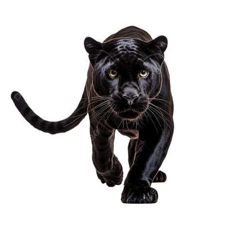 Black Panther In Playful Stance On A Clear Transparent Background