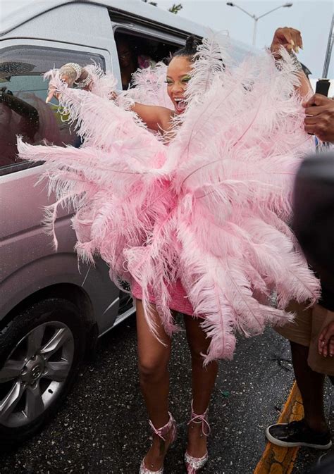 rihanna s feathered 2019 barbados crop over festival look is making the internet happy good
