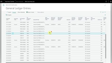 Dynamics 365 Business Central Chart Of Accounts General Ledger Youtube