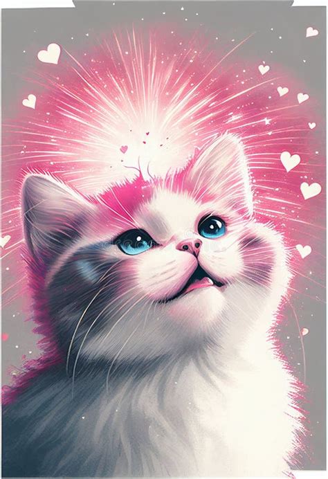 Cute Kitten In Pink Hearts Valentine S Day Concept Ai Generated