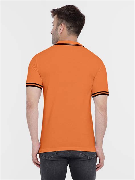Buy Orange Tipped Collar Pique Polo T Shirt For Men Online At Best