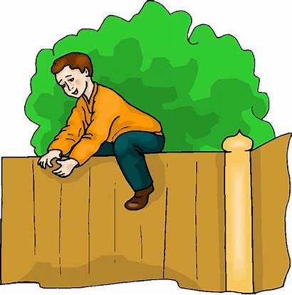 Climb Fence Clipart Boy Climbing Dog Wall
