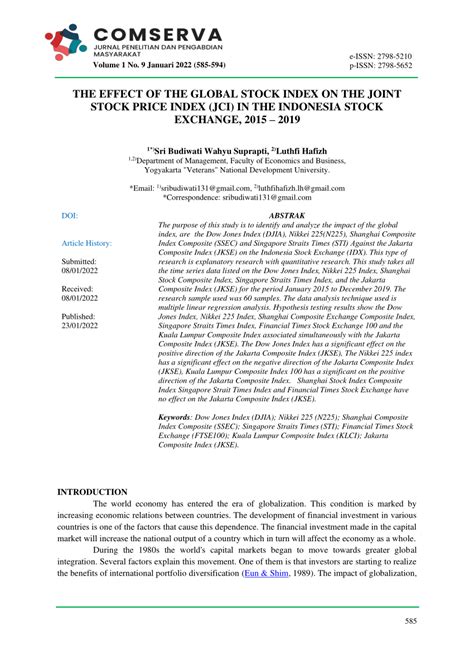 Pdf The Effect Of The Global Stock Index On The Joint Stock Price