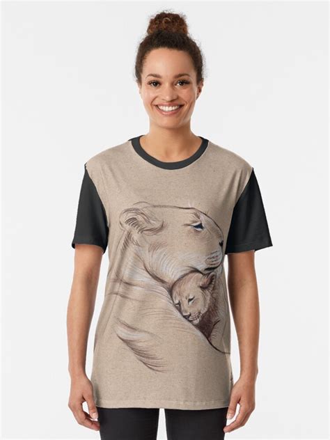 A Mothers Pride Lioness And Cub Original Pencil Drawing T Shirt