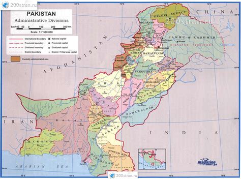 Карта административного деления Пакистана Map of the administrative