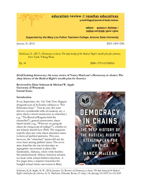 There is also a need for. (PDF) (Un) Chaining democracy: An essay review of Nancy ...