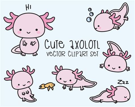 Premium Vector Clipart Kawaii Axolotls Cute Axolotl Etsy Canada